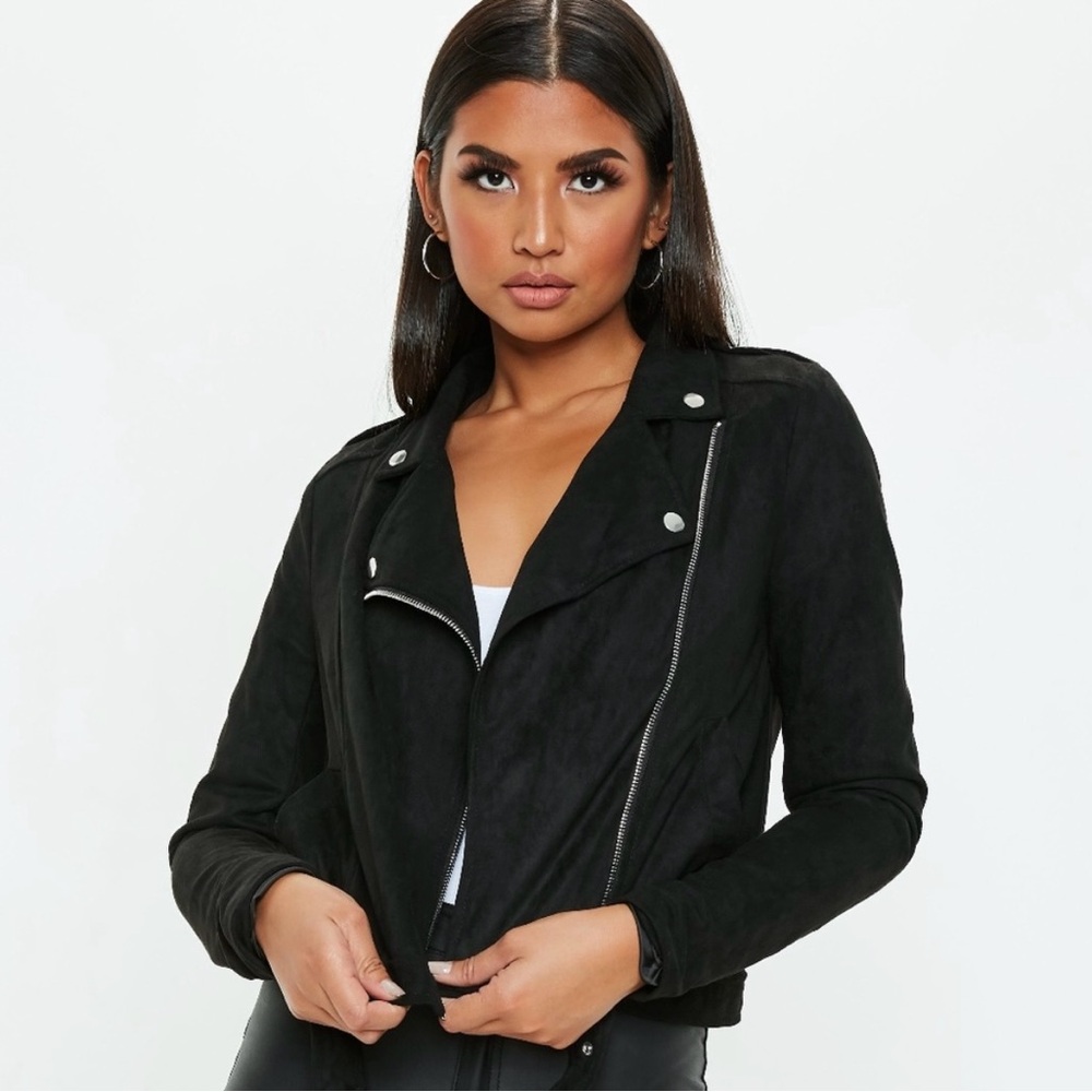 H&M Black Moto Jacket Silver Fastenings